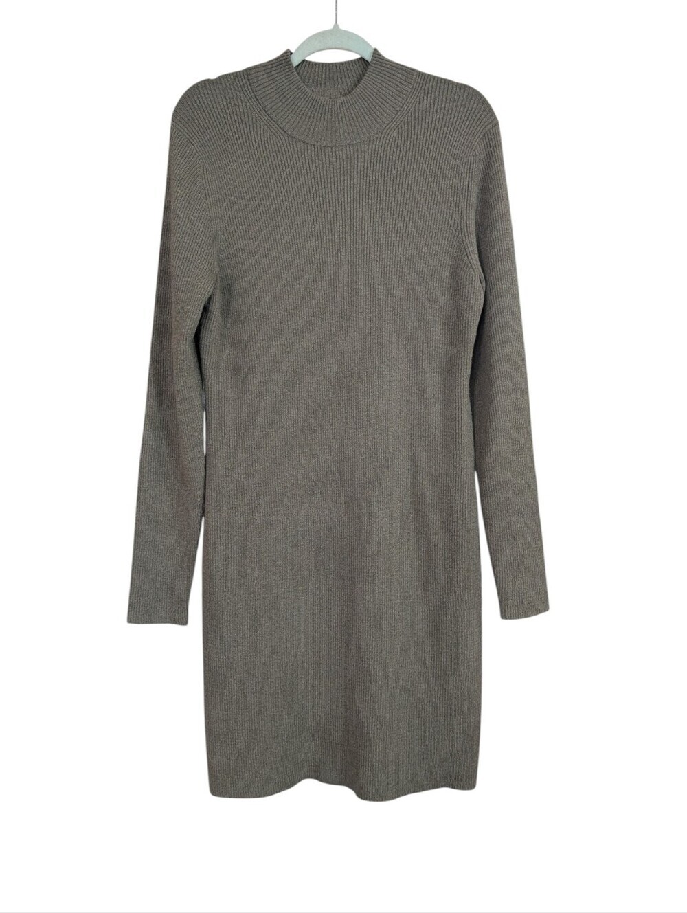 GAP Olive Green Ribbed Sweater Dress XL Mock Neck Merino Wool Blend NWT - Picture 2 of 9